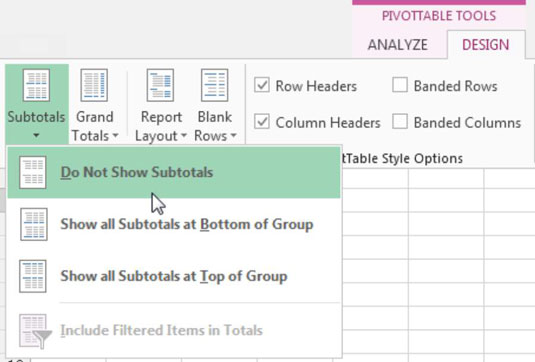 excel how to remove subtotals from pivot table