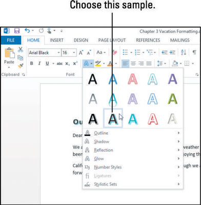 How to Apply Text Attributes and WordArt Effects in Word 2013 - dummies