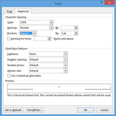 how to make a superscript in word 2003