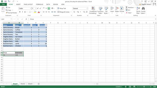 How to Use Advanced Filtering on an Excel Table - dummies