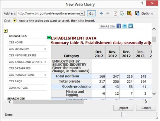 How To Run A Web Query In Excel Dummies