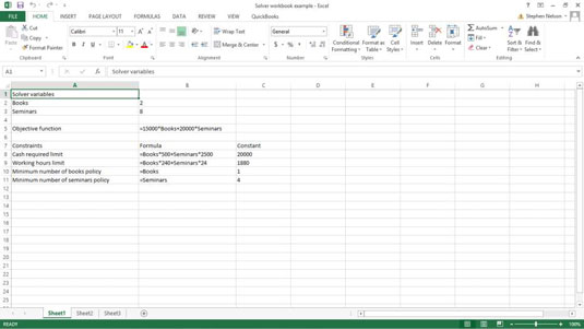 How to Set Up a Solver Worksheet in Excel - dummies