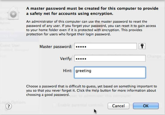 set password for mac