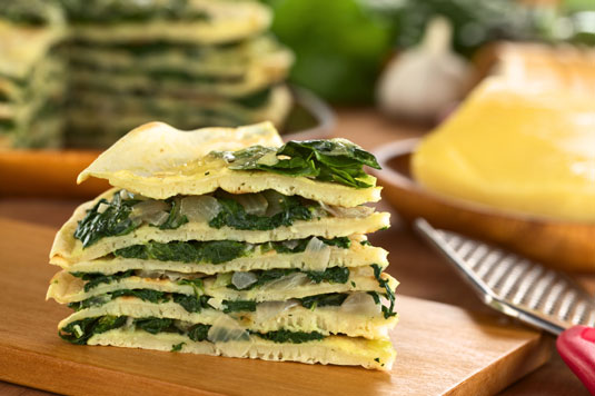 Spinach Mushroom And Cheese Torte Gateau De Crepes A La Florentine Dummies