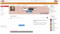 YouTube's Channel Administration page with a prompt to upload a banner image.