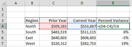 Calculating Percent Variance In Excel Dummies