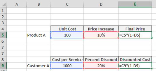 Applying A Percent Increase Or Decrease To Values In Excel Dummies