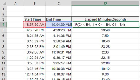 How To Calculate Elapsed Time In Excel Dummies