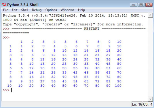 How To Create Multiplication Table In Python With Nested For Loop