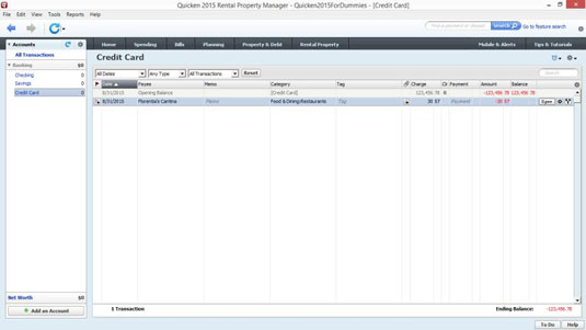 How to Record Credit Card Charges in Quicken 2015 - dummies