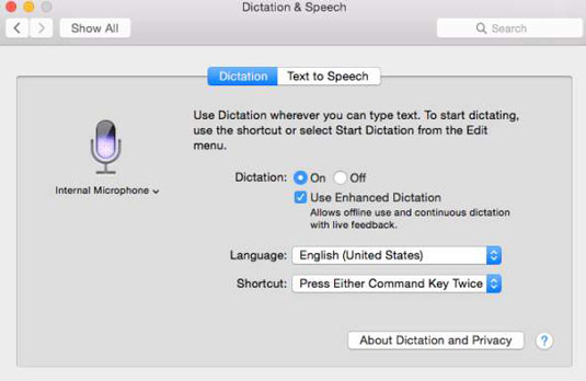 for a mac book to dictat in word with speech recocnition