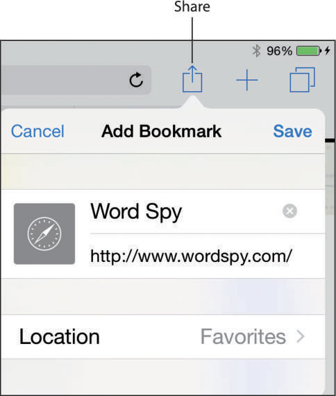 how to add website to bookmarks on ipad