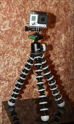 Neither tripods nor cameras need to be big now, as proven with this GoPro mounted on a Gorillapod.