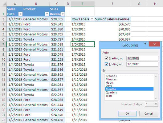 Grouping Records in Excel Pivot Tables - dummies