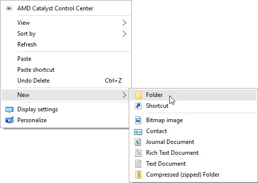 create folder in windows 10
