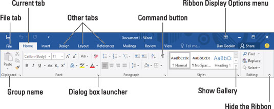 How To Use The Ribbon In Word 2016 Dummies