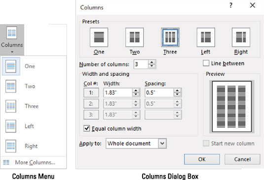 when making two columns in microsoft word 2016 for mac columns with different lengths