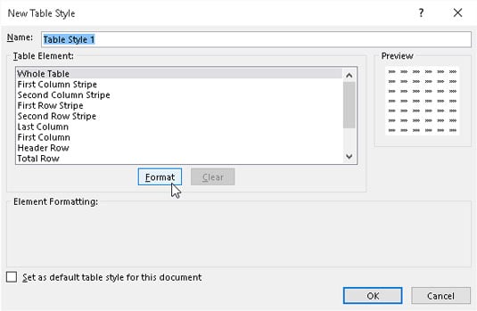 How To Create A New Custom Table Style In Excel 2016 Dummies