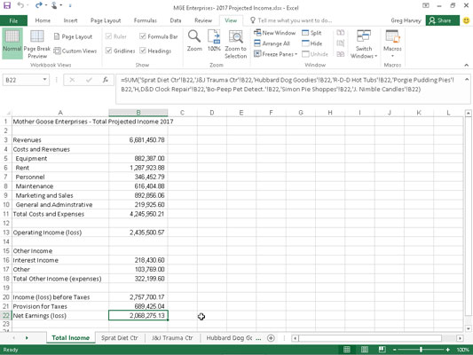 How To Sum From Different Worksheets In Excel 2016 Dummies