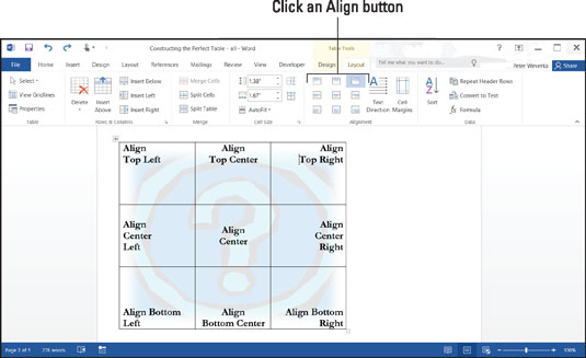 How To Align Text In Table Columns And Rows In Word 2016 Dummies