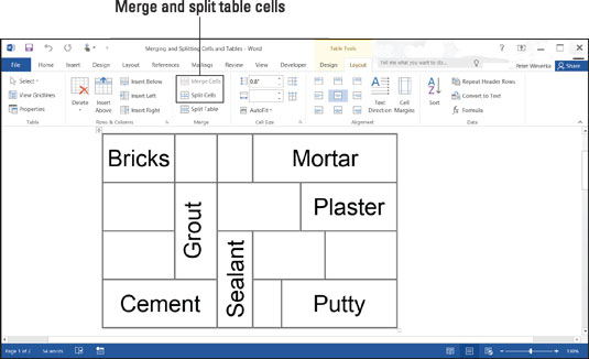 how to merge cells in a table on word