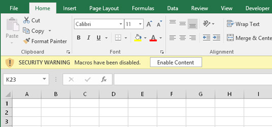 how to enable vba in excel 2016