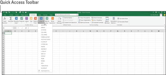 The Formulas Ribbon in Excel 2016 - dummies