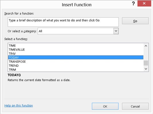 How To Select An Excel Function That Takes No Arguments Dummies