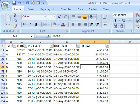 Filtering Numbers in an Excel 2007 Table - dummies