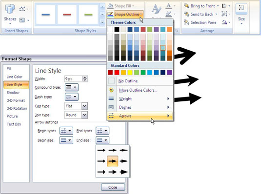 How to Attach Arrowheads to Lines in PowerPoint 2007 Slides - dummies