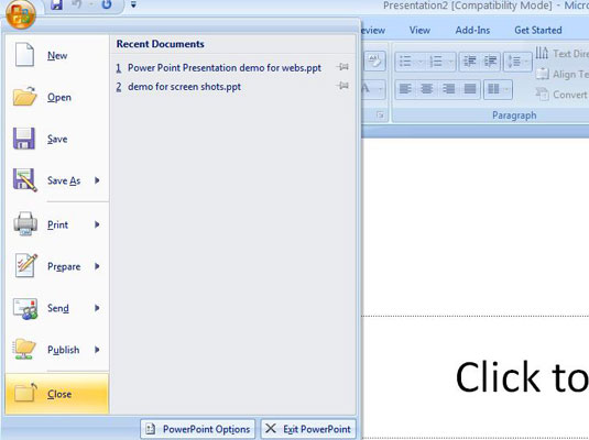 How to Close PowerPoint 2007 - dummies