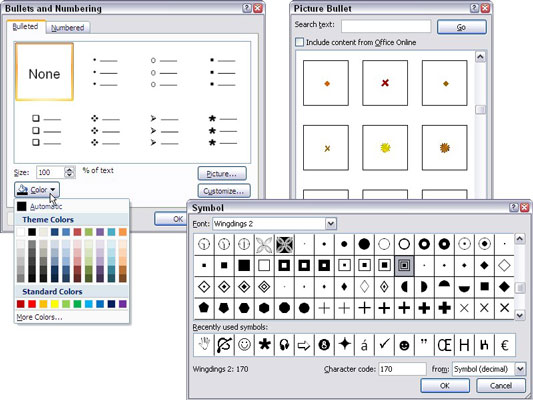 How to Choose a Bullet Character, Size, and Color in PowerPoint 2007 ...