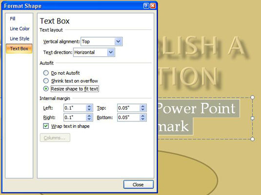 How To Control How Text Fits In Powerpoint 07 Text Frames And Text Boxes Dummies