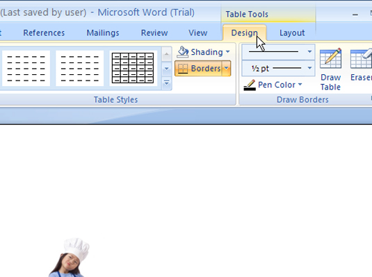 How To Use The Word 2007 Table Tools Design Tab Dummies