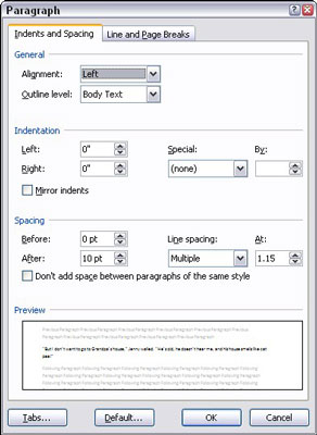 setting tabs in word 2007 using ruler
