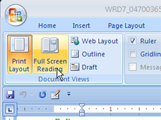 How To Use Full Screen Reading View In Word 07 Dummies