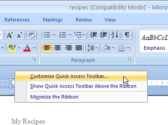 how-to-add-command-buttons-to-the-word-2007-quick-access-toolbar-dummies