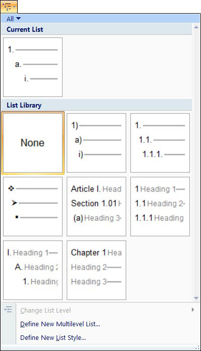 how-to-use-multilevel-lists-in-word-2007-dummies