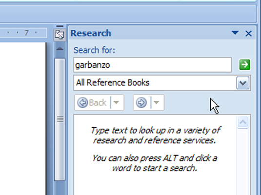 research task pane in word
