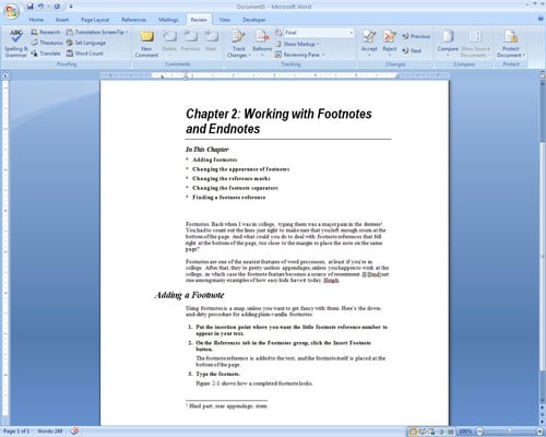 Adding Footnotes And Endnotes In Word 2007 Dummies