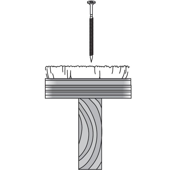 illustration showing a screw preparing to be driven into a pilot hole