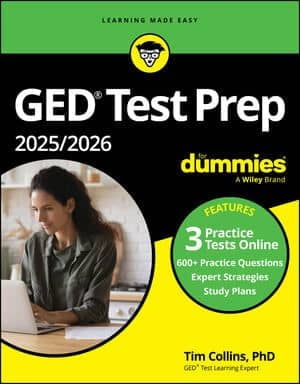 GED Test Prep 2025/2026 For Dummies book cover