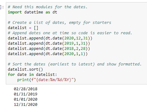 display dates in Python