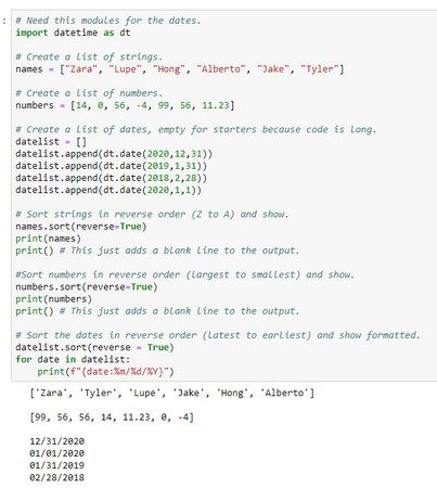 sort info in Python list in reverse