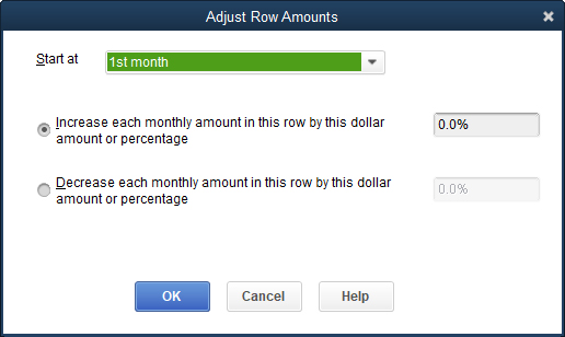 The Adjust Row Amounts dialog box